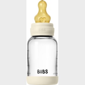 Bibs - Glass Baby Bottle Round Latex Slow Flow - Ivory - 120 Ml