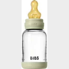 Bibs - Glass Baby Bottle Round Latex Slow Flow - Sage - 120 Ml