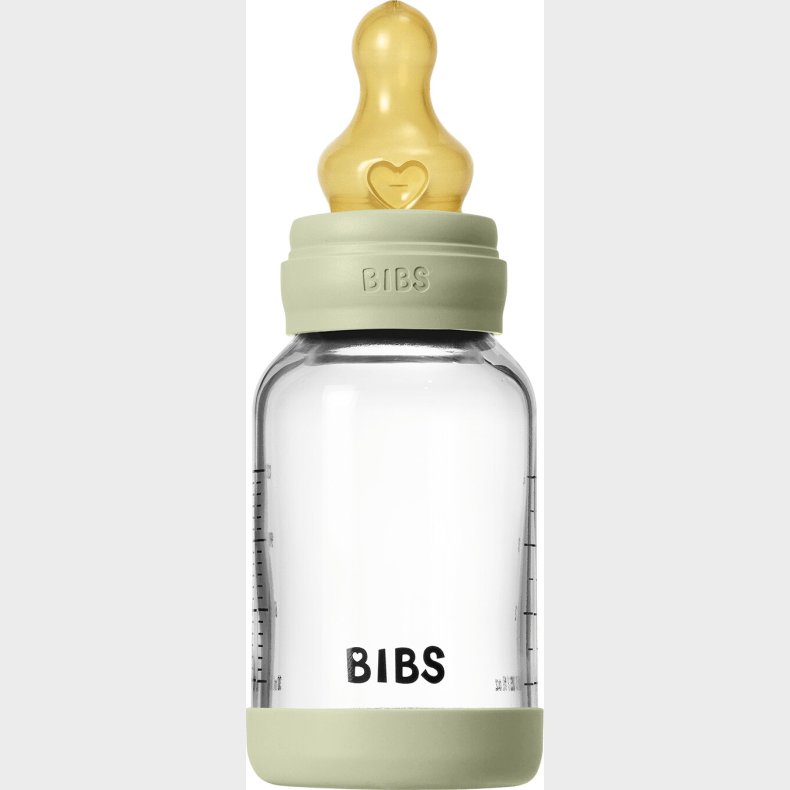 Bibs - Glass Baby Bottle Round Latex Slow Flow - Sage - 120 Ml