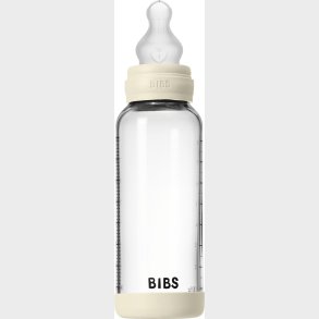 Bibs - Glass Baby Bottle Round Silicone Medium Flow - Ivory - 240 Ml