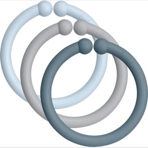 Bibs - Loops Ringe - Baby Blue, Cloud Og Petrol - 12 Stk