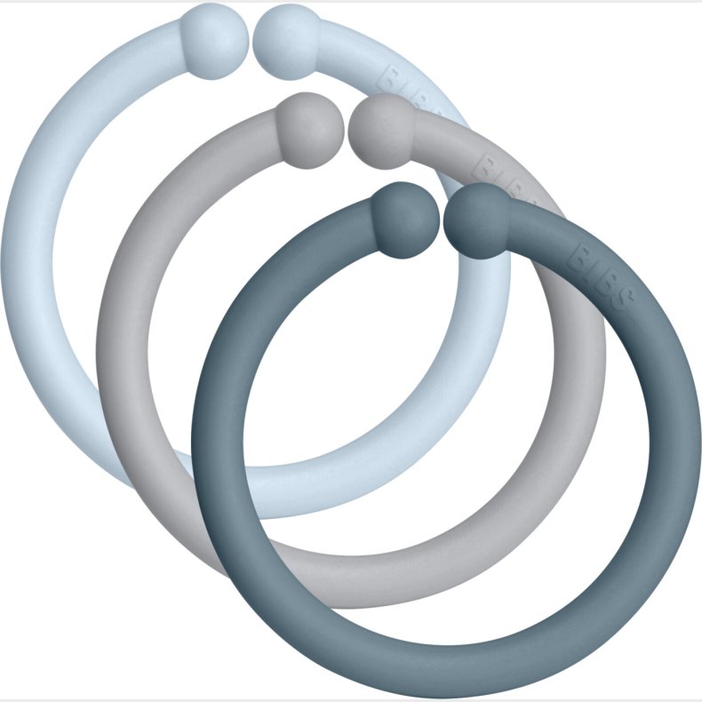 Bibs - Loops Ringe - Baby Blue, Cloud Og Petrol - 12 Stk