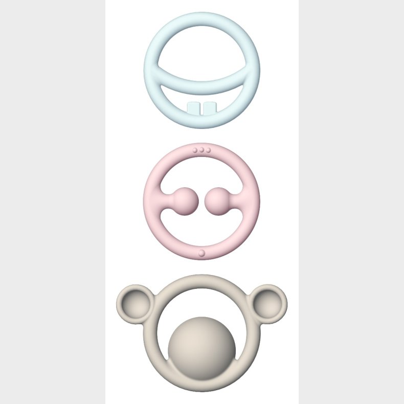 Moluk | Bideringe i silikone - Pastelfarver, 3 stk.