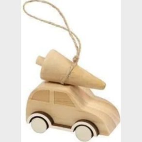 Bil Med Juletr - H 6 Cm - B 3,5 Cm - 1 Stk.