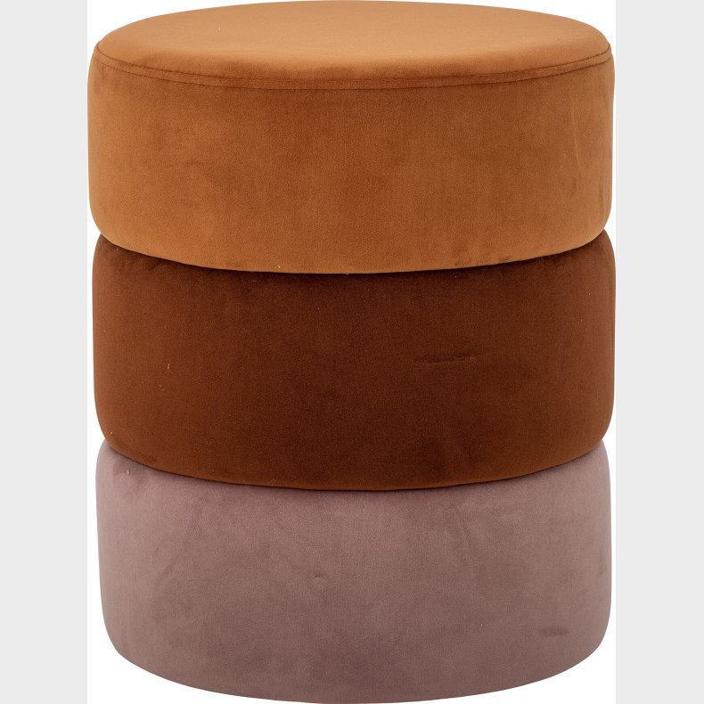 Bloomingville - Bilbao Puf - Rund - Orange - Polyester