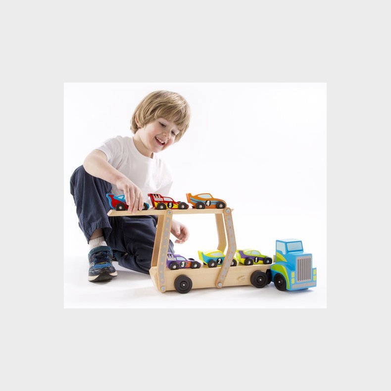 Melissa & Doug | Biltransporter - Mega m. 6 racer biler
