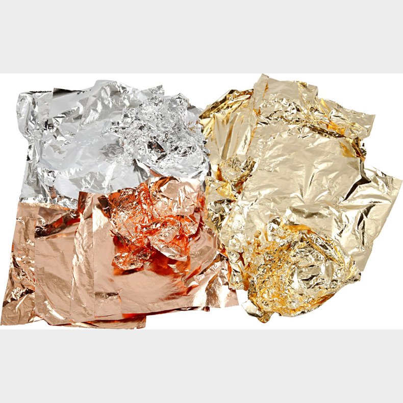 Bladmetal - 16x16 Cm - Kobber - Guld - Slv - 3x50 Ark