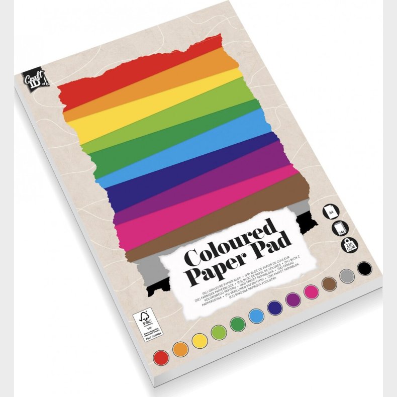 Blok A4 - 220 G - 24 Ark Assorterede Farver