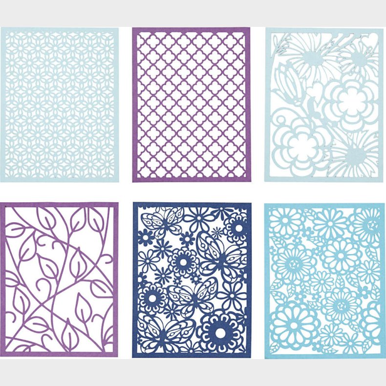 Blondekarton I Blok - A6 - 104x146 Mm - 200 G - Bl - Lysebl - Mrk Bl - Lilla - 24 Stk.