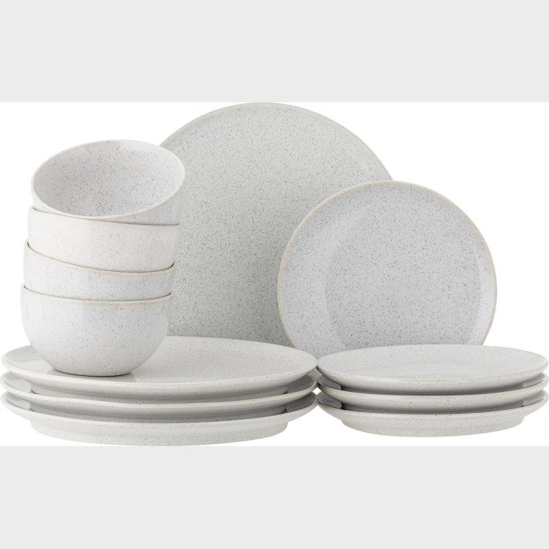 Bloomingville - Addison Servicest Til 4 - Hvid - Stentj - 12 Dele