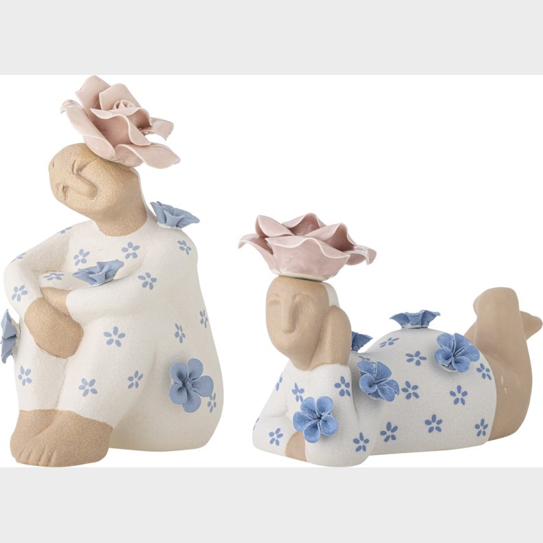 Bloomingville - Floriella Figur Dekoration - Bl - Stentj Keramik - 2 Stk