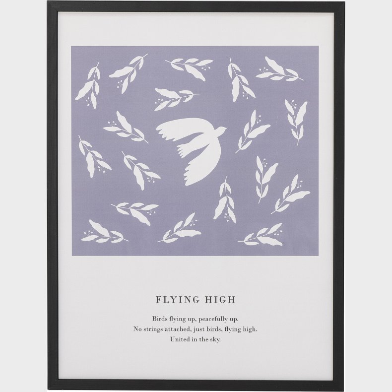 Bloomingville - Flye Illustration Med Ramme - Sort - Fyr