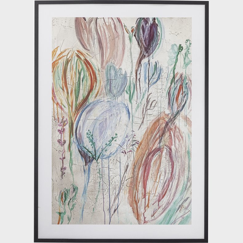 Bloomingville - Francine Illustration Med Ramme - Sort - Fyrretr�