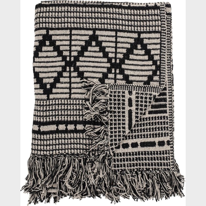 Bloomingville - Gutte Plaid - Genanvendt Bomuld - 160x130 Cm - Sort