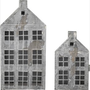 Bloomingville - Heidrun Lanterne Hus - Gr� - Metal - 2 Stk