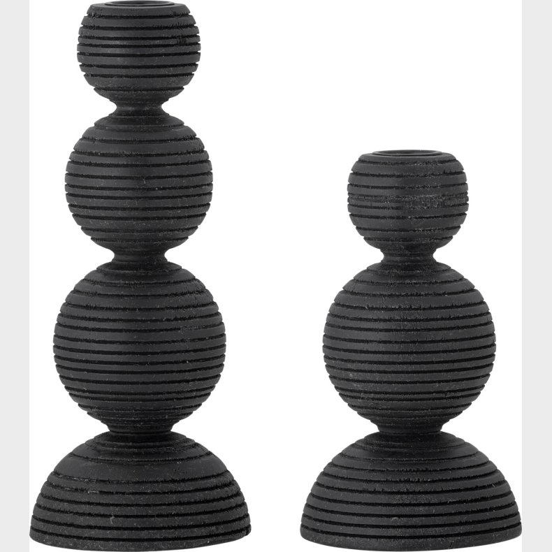 Bloomingville - Kipp Lysestager - Sort - Fyr Tr - 2 Dele