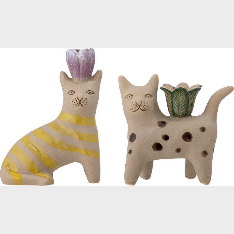 Bloomingville - Mamie Lysestager - Brun - Stentj Keramik - 2 Stk