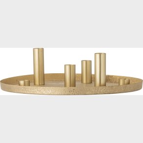 Bloomingville - Maxime Lysestager Med Fad - Guld - Metal - 7 Dele
