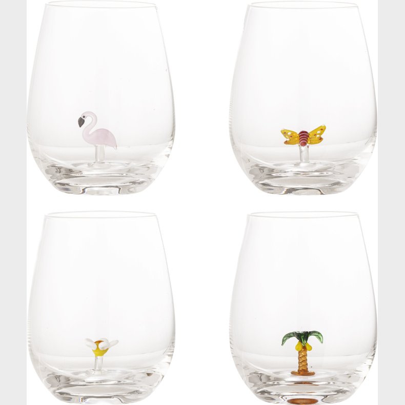 Bloomingville - Misa Drikkeglas Med Figur - Klar - Glas - 4 Stk