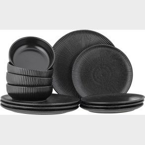 Bloomingville - Neri Servicest Til 4 - Sort - Stentj - 12 Dele