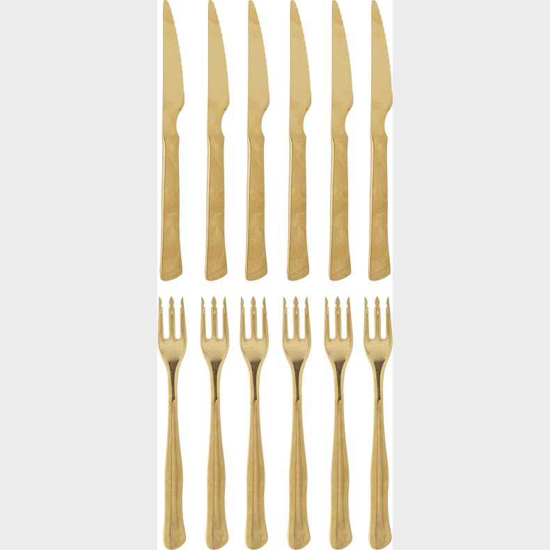 Bloomingville - Ollin Grillbestik St - Guld - Rustfri Stl - 12 Dele