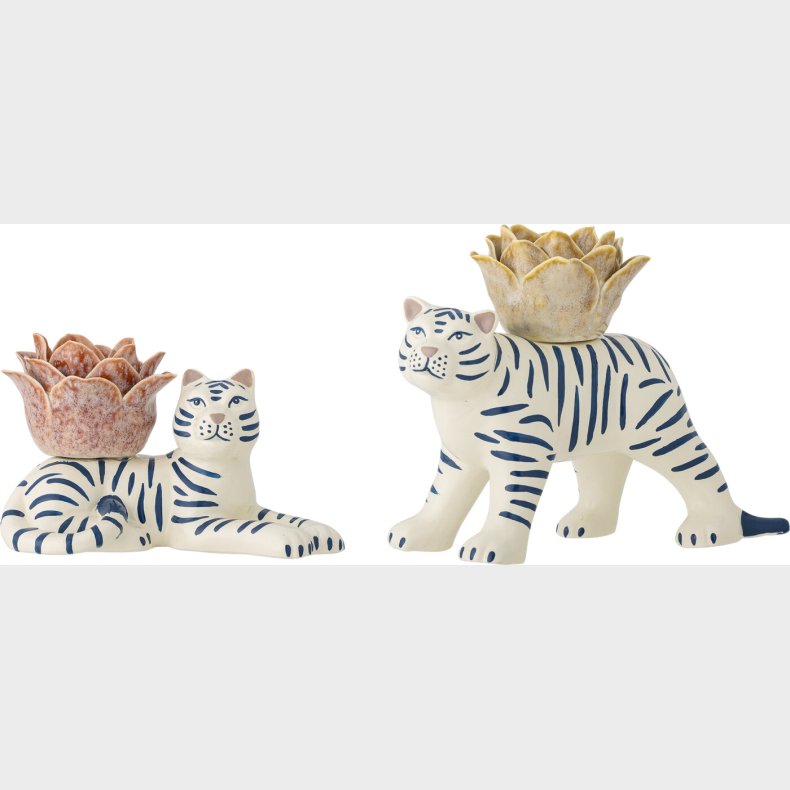 Bloomingville - Rory Lysestager - Hvid - Stentj Keramik - 2 Stk