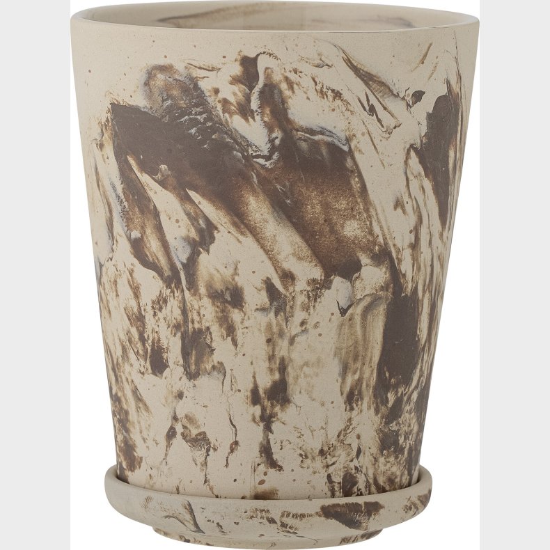 Bloomingville - Stacy Urtepotte Med Underskl - Brun - Keramik