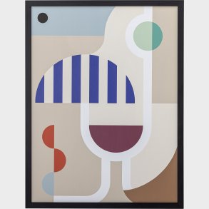 Bloomingville - Wine Illustration Med Ramme - Sort - Fyr