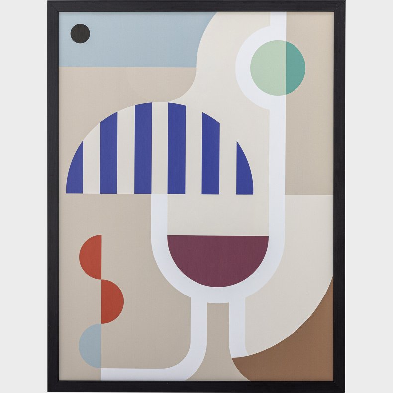 Bloomingville - Wine Illustration Med Ramme - Sort - Fyr