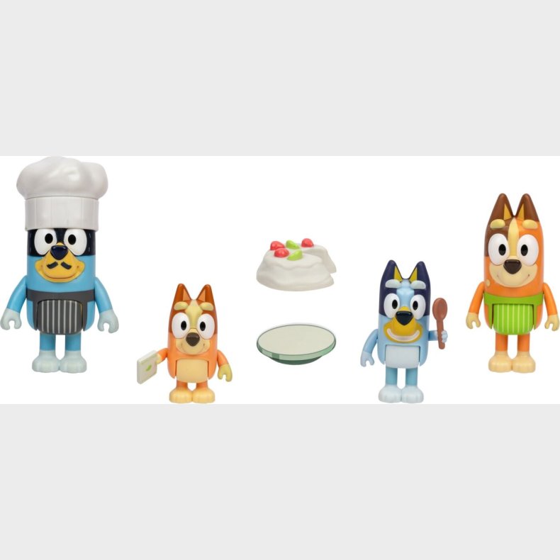 Bluey - Pavlova Let's Play Chef - 4 Familie Figurer S�t - Desserttid