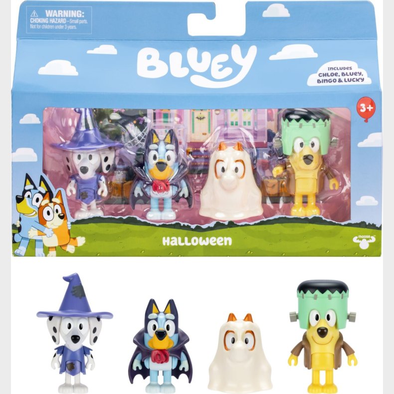 Bluey - Figurer 4 Pk., - Halloween