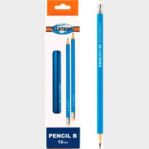 Blyant Med Topgummi - 12 Stk B Kartonsk - Centrum