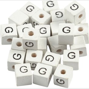 Bogstav Perler - Tr - G - 8x8 Mm - Hulstr. 3 Mm - Hvid - 25 Stk.