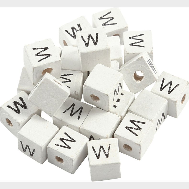 Bogstav Perler - Tr - W - 8x8 Mm - Hulstr. 3 Mm - Hvid - 25 Stk.