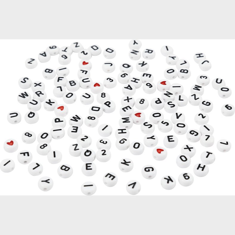 Bogstav Perler - Str. 7 Mm - Hulstr. 1,2 Mm - Hvid - 25 G