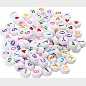 Bogstav Perler - Str. 7 Mm - Hulstr. 1,2 Mm - Hvid - 25 G