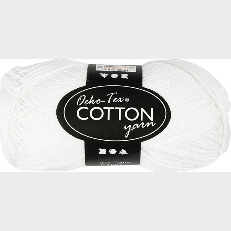 Bomuldsgarn - Nr. 8/4 - Hvid - L 170 M - 50 G