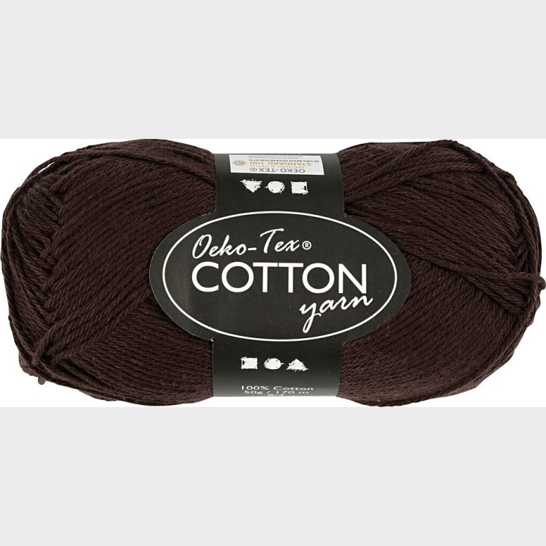 Bomuldsgarn - Nr. 8/4 - Mrk Brun - L 170 M - 50 G