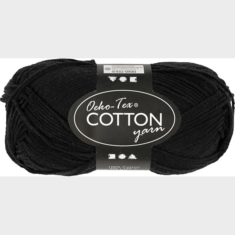 Bomuldsgarn - Nr. 8/4 - Sort - L 170 M - 50 G