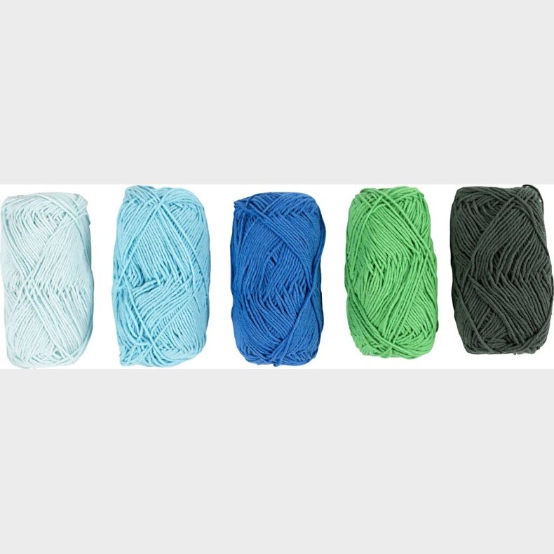 Bomuldsgarn - Nr. 8/4 - L 5x50 M - Bl/grn Harmoni - 5x20 G