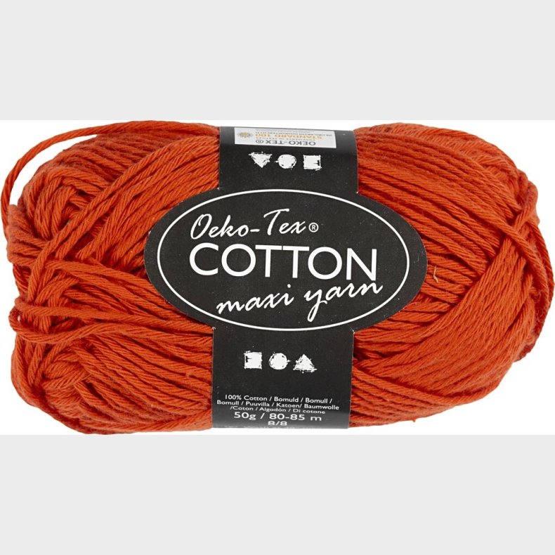 Bomuldsgarn - Nr. 8/8 - Rd - L 80-85 M - 50 G