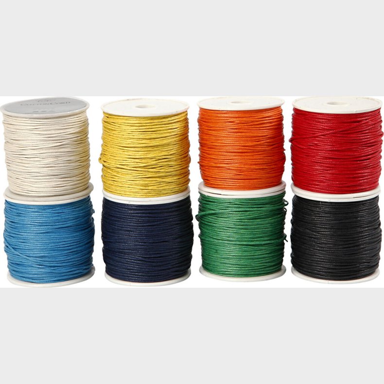 Bomuldssnor - Tykkelse 1 Mm - Forskellige Farver - 8x40 M