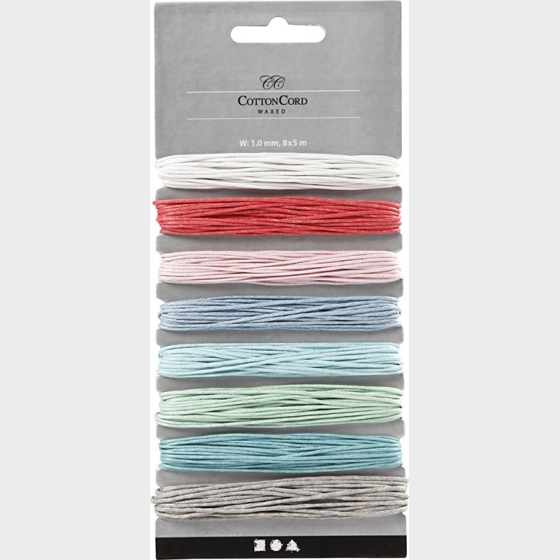 Bomuldssnor - Tykkelse 1 Mm - Forskellige Farver - 8x5 M