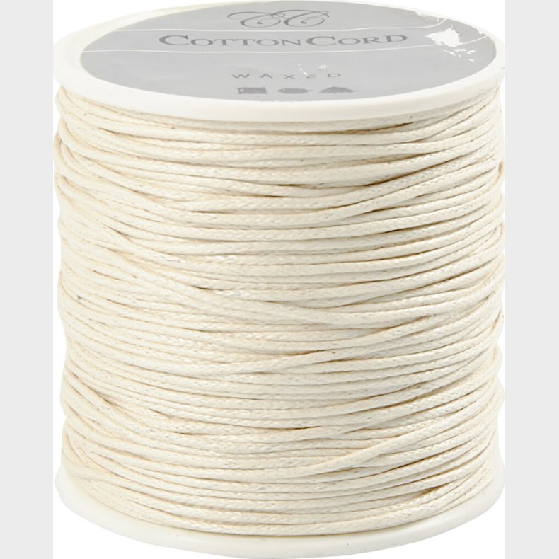 Bomuldssnor - Tykkelse 1 Mm - Rhvid - 40 M