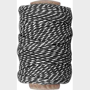 Bomuldssnor - Tykkelse 1,1 Mm - Sort Hvid - 50 M