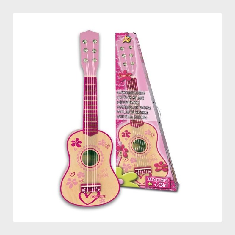 Bontempi - Lyserd Legetjs Guitar I Tr Til Brn - Pink