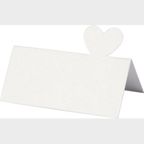 Bordkort Til Bryllup - Hjerte - Hvid - 8x8,5 Cm - 20 Stk