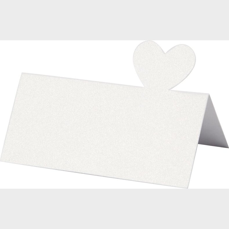 Bordkort Til Bryllup - Hjerte - Hvid - 8x8,5 Cm - 20 Stk