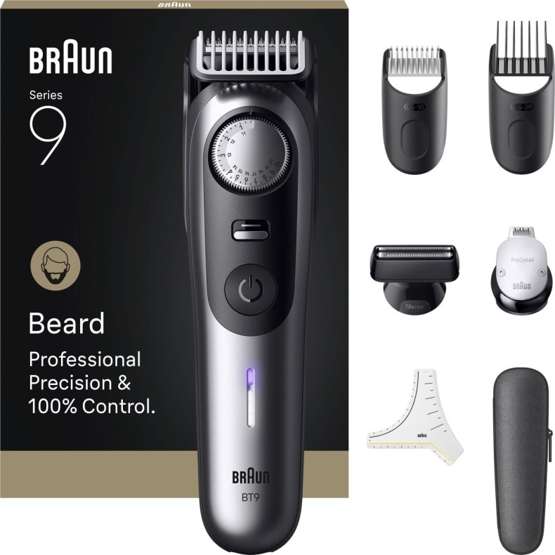 Braun - Skgtrimmer Series 9, +7 Barberingsredskaber, Bt9520 - Satin Chrome