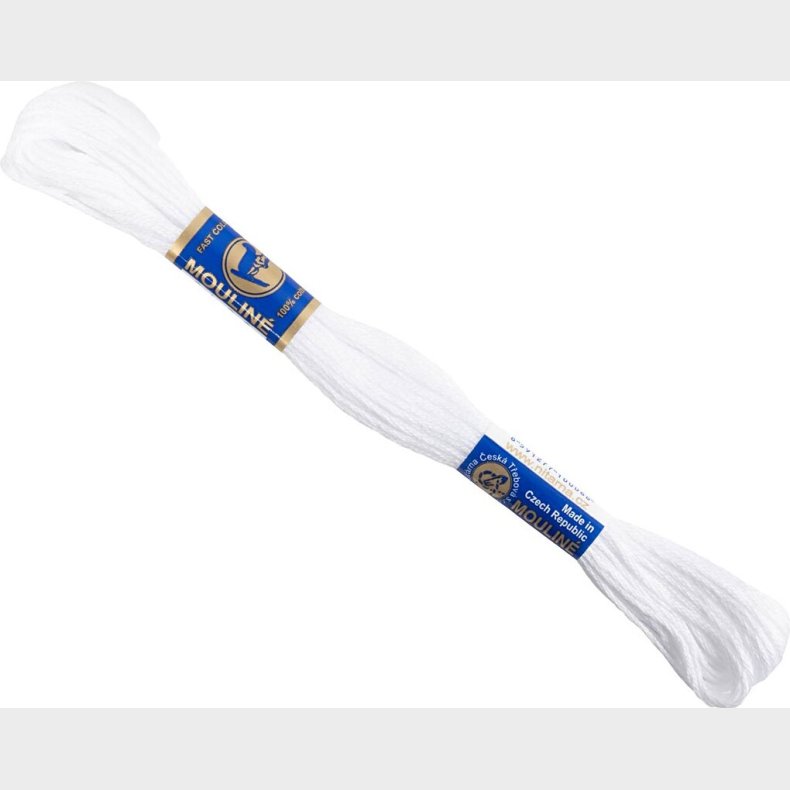 Broderigarn - 6-trdet - Hvid - 12x8 M